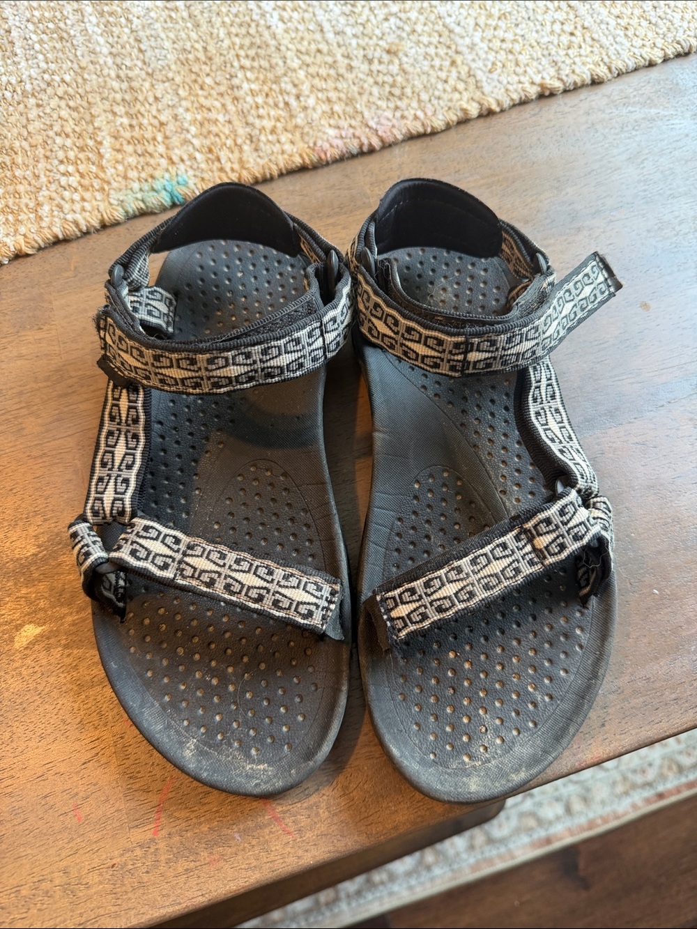 Teva Black Sandals with Gray Patterned Straps